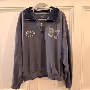 Hollister Blue Gray 'Denver USA 97' Quarter-Zip Sweatshirt